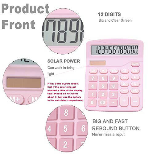 Calculators, BESTWYA 12-Digit Dual Power Handheld Desktop Calculator with Large LCD Display Big Sensitive Button (Pack of 1) - 9