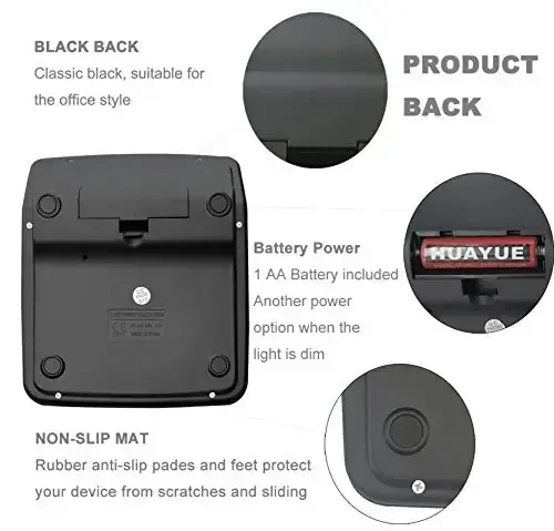 Calculators for Desk, BESTWYA 12-Digit Dual Power Handheld Desktop Calculator with Large LCD Display Big Sensitive Button (Black,Pack of 4) - 3