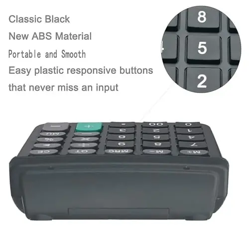Calculators for Desk, BESTWYA 12-Digit Dual Power Handheld Desktop Calculator with Large LCD Display Big Sensitive Button (Black,Pack of 4) - 4