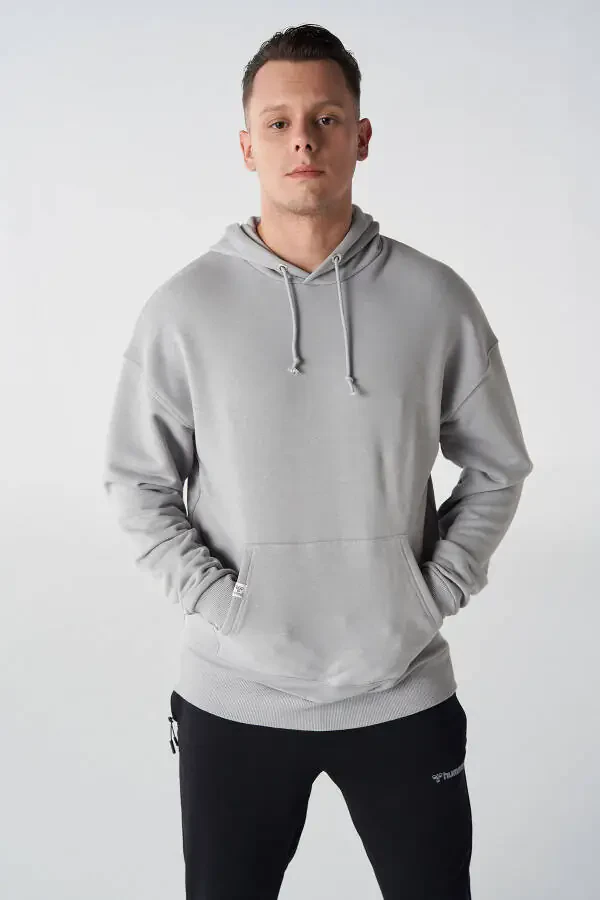Erkek Sweatshirt Gri 921755-2521 Modazonelcaleb Hoodıe - 1