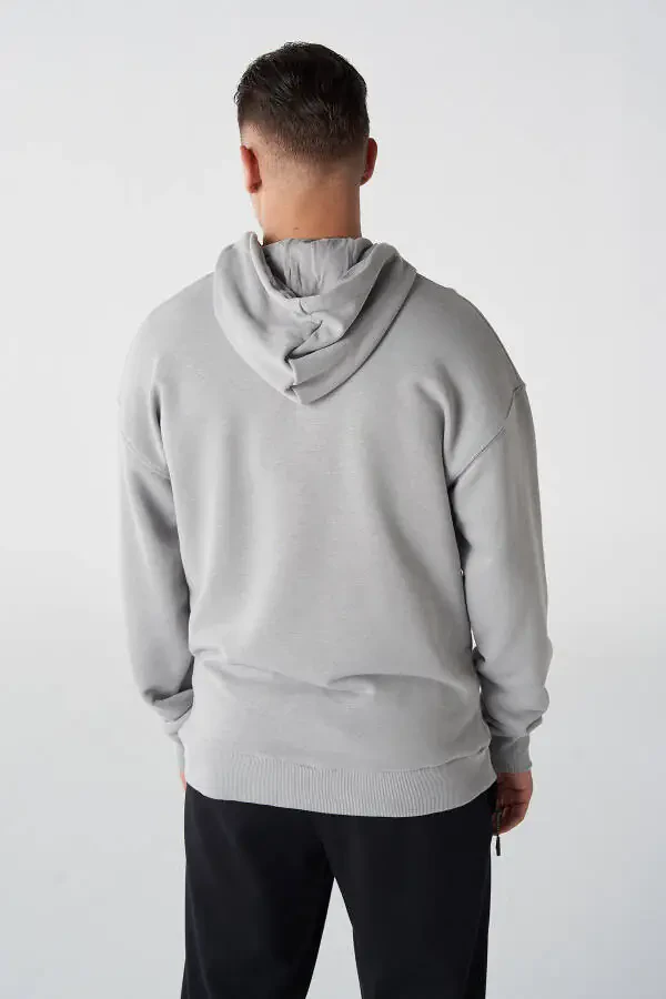 Erkek Sweatshirt Gri 921755-2521 Modazonelcaleb Hoodıe - 3