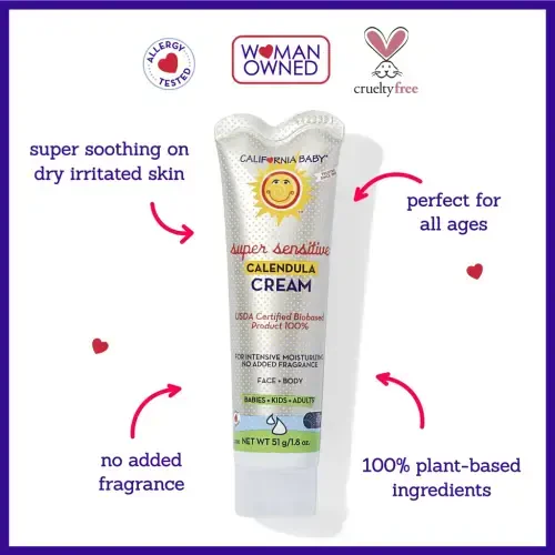 California Baby Calendula Cream (Unscented) | Soothing Baby Face Cream | 100% Plant-Based | Organic Calendula + Aloe Vera | Unscented Lotion For Sensitive Skin | Allergy Friendly | 1.8 oz / 51g - 4