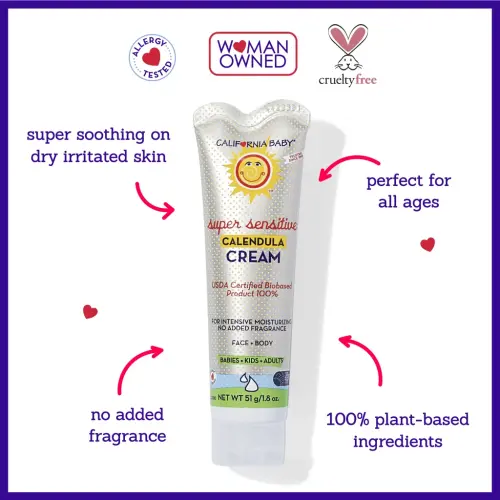 California Baby Calendula Cream (Unscented) | Soothing Baby Face Cream | 100% Plant-Based | Organic Calendula + Aloe Vera | Unscented Lotion For Sensitive Skin | Allergy Friendly | 1.8 oz / 51g - 4