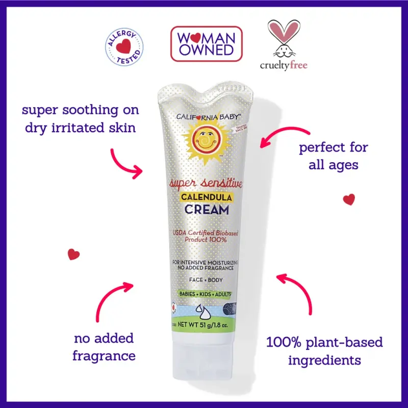 California Baby Calendula Cream (Unscented) | Soothing Baby Face Cream | 100% Plant-Based | Organic Calendula + Aloe Vera | Unscented Lotion For Sensitive Skin | Allergy Friendly | 1.8 oz / 51g - 4