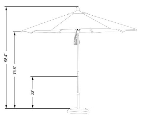 California Umbrella 9' Round Hardwood Frame Market Umbrella, Stainless Steel Hardware, Push Open, Pacifica Yellow - 3