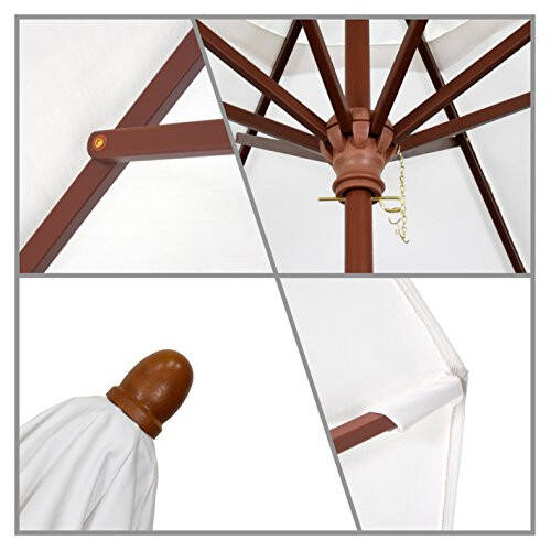 California Umbrella 9' Round Hardwood Frame Market Umbrella, Stainless Steel Hardware, Push Open, Pacifica Yellow - 4