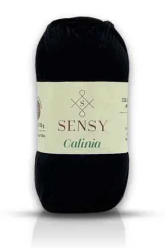 Calinia 100% Merserize Pamuk Örgü İpi, Dantel İpi,Giza Mısır Pamuğu Dantel İpliği Merserize İp Siyah-Siyah 