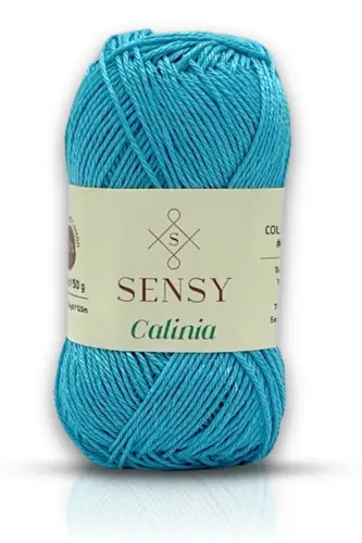 Calinia 100% Merserize Paxta Triko Ip, To‘r Ip, To‘quv Ip, Giza Misr Paxta Ip Firuza-Firuza - 1