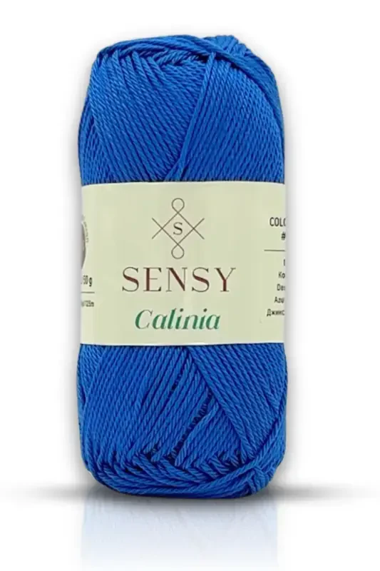 Calinia 100% Merserize Paxta Triko Ip, To‘r Ip, To‘quv Ip, Giza Misr Paxtasi Jinsi Moviy-Jinsi Moviy - SENSY