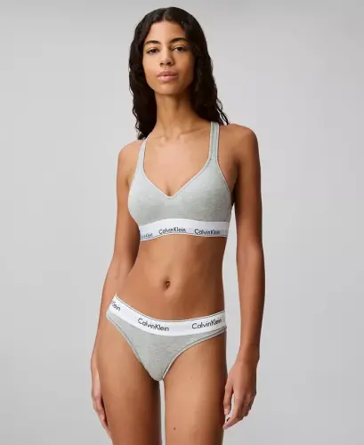 Calvin Klein Ayollar uchun Zamonaviy Paxmoqli Pambik Bralet QF1654-Kulrang Chala - 3