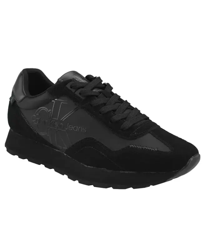 Calvin Klein erkaklar Eden Lace Up Casual Sneakers-All Black - 1