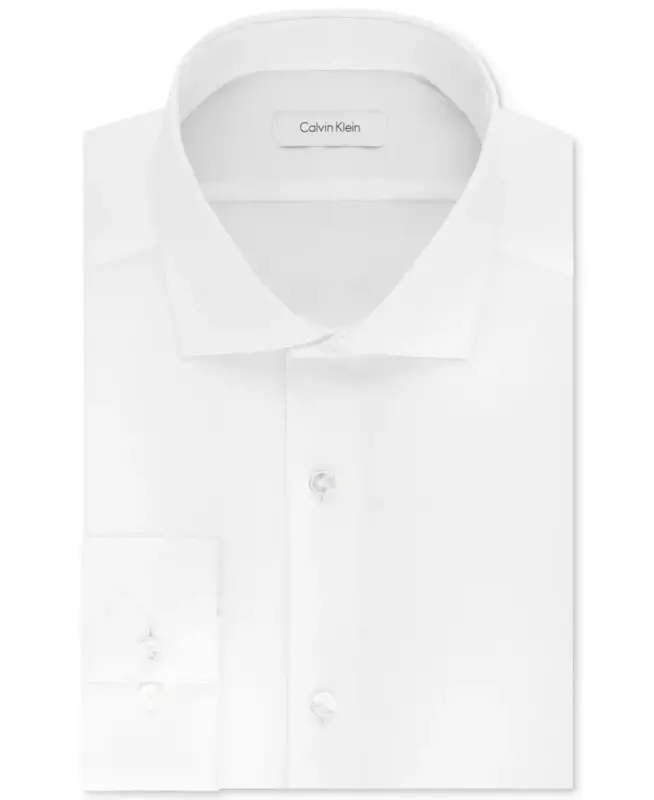 Calvin Klein Men's Steel+ Slim-Fit Non-Iron Stretch Performance Dress Shirt - White - 3