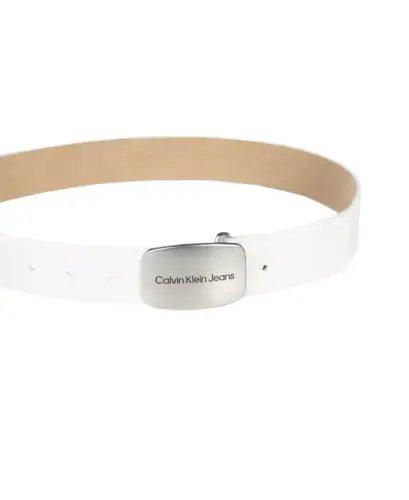 Calvin Klein Women's Jeans Casual Plaque Buckle Belt - White - 3