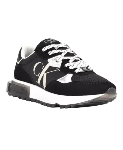 Calvin Klein Women's Magalee Casual Logo Lace-Up Sneakers - Black, Silver, Gray - 6