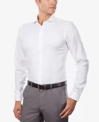 Calvin Klein Men's Steel+ Slim-Fit Non-Iron Stretch Performance Dress Shirt-White 
