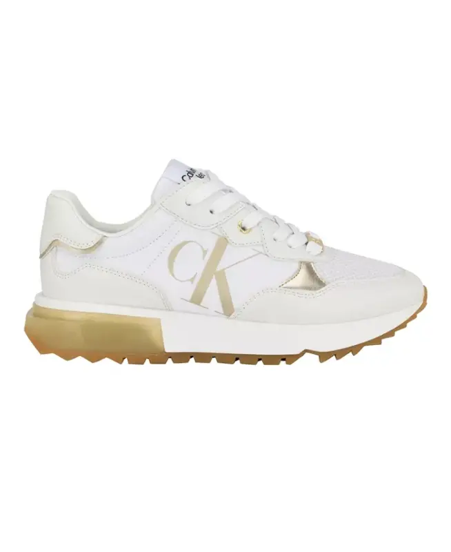 Calvin Klein Women's Magalee Casual Logo Bog'langan Krossovkalar-Oq - Sun'iy Teri va Matodan - 2