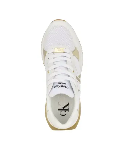 Calvin Klein Women's Magalee Casual Logo Bog'langan Krossovkalar-Oq - Sun'iy Teri va Matodan - 4
