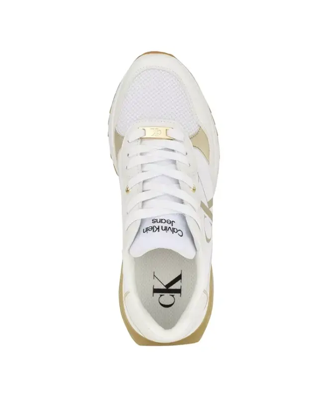 Calvin Klein Women's Magalee Casual Logo Bog'langan Krossovkalar-Oq - Sun'iy Teri va Matodan - 4