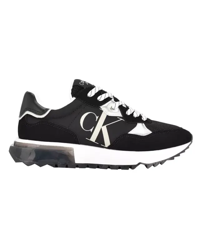 Calvin Klein Women's Magalee Casual Logo Lace-Up Sneakers-Black, Silver, Gray - 7