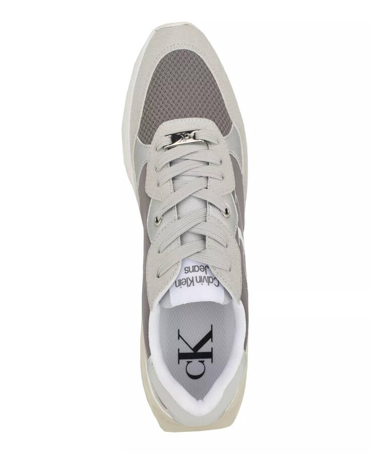 Calvin Klein Women's Magalee Casual Logo Lace-Up Sneakers Light Gray- Manmade, Textile - 4