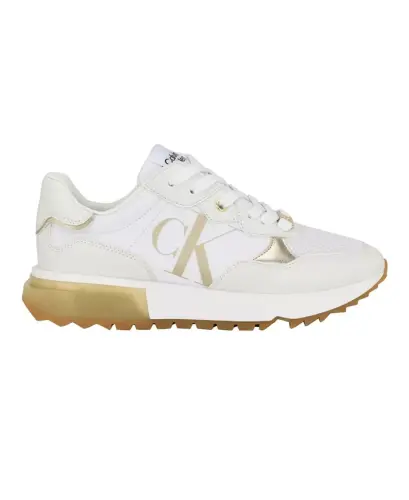 Calvin Klein Women's Magalee Casual Logo Lace-Up Sneakers-White - Faux Leather and Textile - CALVIN KLEIN (1)