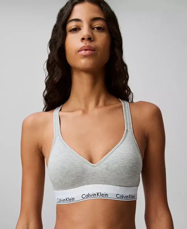 Calvin Klein Women's Modern Cotton Padded Bralette QF1654-Grey Heather - 1