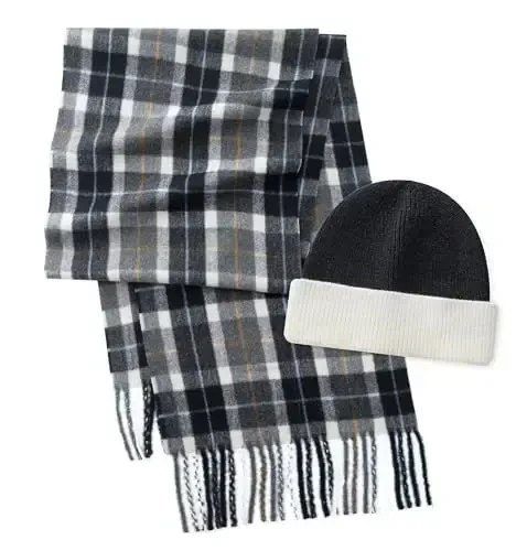 CALVIN & OLIVIA Lightweight Ultra-Soft Scarf with Hat - Perfect Holiday Gift for Men & Women 