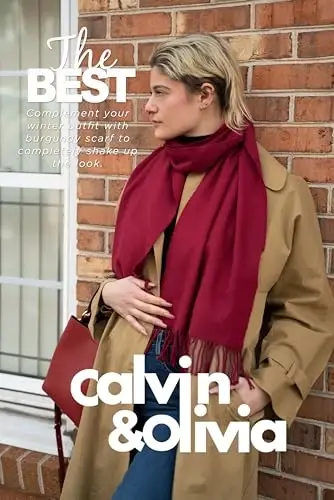 CALVIN & OLIVIA Kadın Sonbahar Kışlık Eşarp Kalın Klasik Ekose Eşarp Şal Sıcak Yumuşak Büyük Boy Kaşmir Dokunuşlu Eşarplar - 4