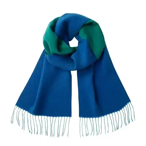 CALVIN & OLIVIA Super Soft CasModazoneere-Like Touch Lightweight Scarf – Cozy Winter Accessory & Perfect Holiday Gift for Men & Women - Two-Tone Reversible Green Turquoise - CALVIN