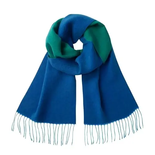 CALVIN & OLIVIA Super Soft CasModazoneere-Like Touch Lightweight Scarf – Cozy Winter Accessory & Perfect Holiday Gift for Men & Women - Two-Tone Reversible Green Turquoise - 1