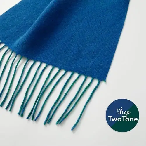 CALVIN & OLIVIA Super Soft CasModazoneere-Like Touch Lightweight Scarf – Cozy Winter Accessory & Perfect Holiday Gift for Men & Women - Two-Tone Reversible Green Turquoise - 6