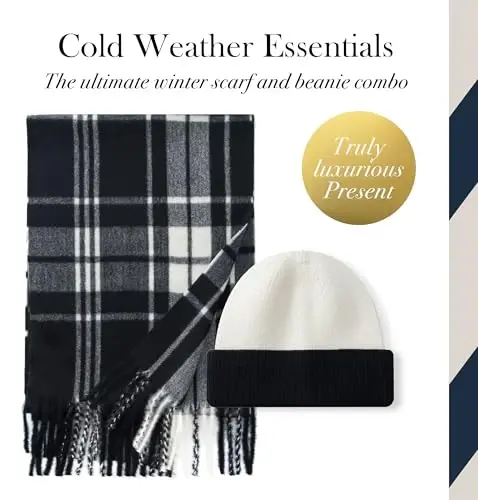 CALVIN & OLIVIA Lightweight Ultra-Soft Scarf with Hat - Perfect Holiday Gift for Men & Women - 2