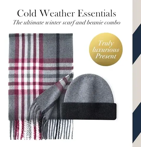 CALVIN & OLIVIA Lightweight Ultra-Soft Scarf with Hat - Perfect Holiday Gift for Men & Women - 2
