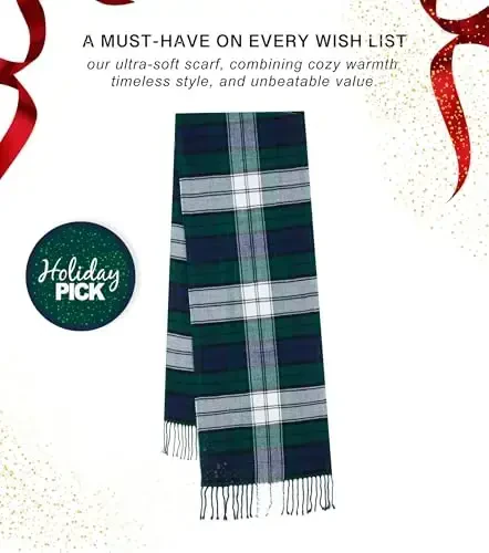 CALVIN & OLIVIA Women's Fall Winter Scarf Thick Classic Plaid Scarf Wrap Warmth Soft Oversized CasModazoneere Feel Scarves - 2