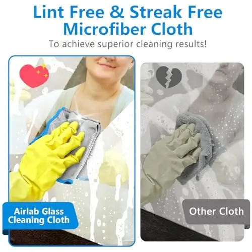 Airlab Glass Polishing Cloth Streak Free Miracle Cleaning Cloth Lint Free Microfiber Cleaning Rags for Glasses Kitchen Dish Mirrors Easy Clean, Pack of 6, 12