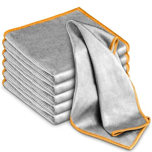 Glass Polishing Cloth Streak Free Miracle Microfiber Cleaning Cloth Lint Free Cleaning Rags for Glasses Kitchen Dish Mirrors Easy Clean, Pack of 6, 12