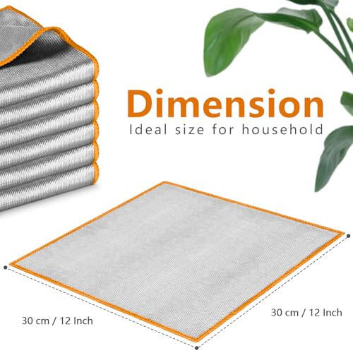 Glass Polishing Cloth Streak Free Miracle Microfiber Cleaning Cloth Lint Free Cleaning Rags for Glasses Kitchen Dish Mirrors Easy Clean, Pack of 6, 12