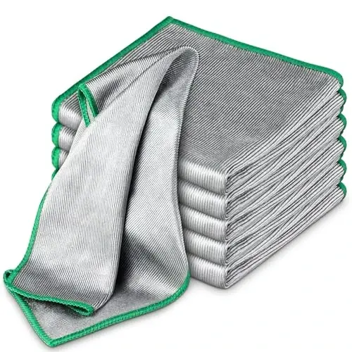 Glass Polishing Cloth Streak Free Miracle Cleaning Cloth Lint Free Microfiber Cleaning Rags for Glasses Kitchen Dish Mirrors Easy Clean, Pack of 6, 12