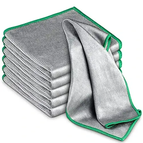 Glass Polishing Cloth Streak Free Miracle Cleaning Cloth Lint Free Microfiber Cleaning Rags for Glasses Kitchen Dish Mirrors Easy Clean, Pack of 6, 12
