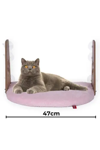 Cam Yatağı Vantuzlu Kedi Cam Yatağı Vantuzlu Yatak Pembe - Pembe 