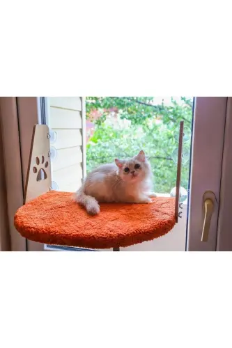 Cam Yatağı Vantuzlu Kedi Cam Yatağı Vantuzlu Yatak Turuncu - Turuncu - 3