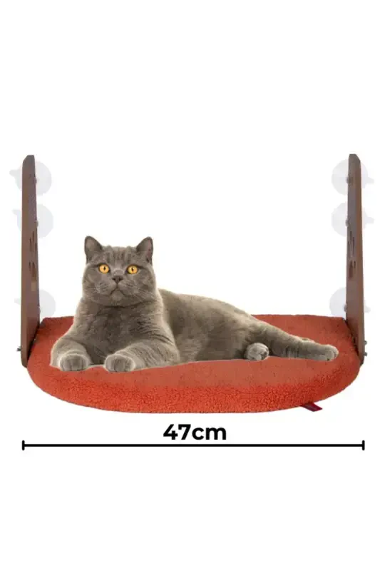 Cam Yatağı Vantuzlu Kedi Cam Yatağı Vantuzlu Yatak Turuncu-Turuncu - PUGALO