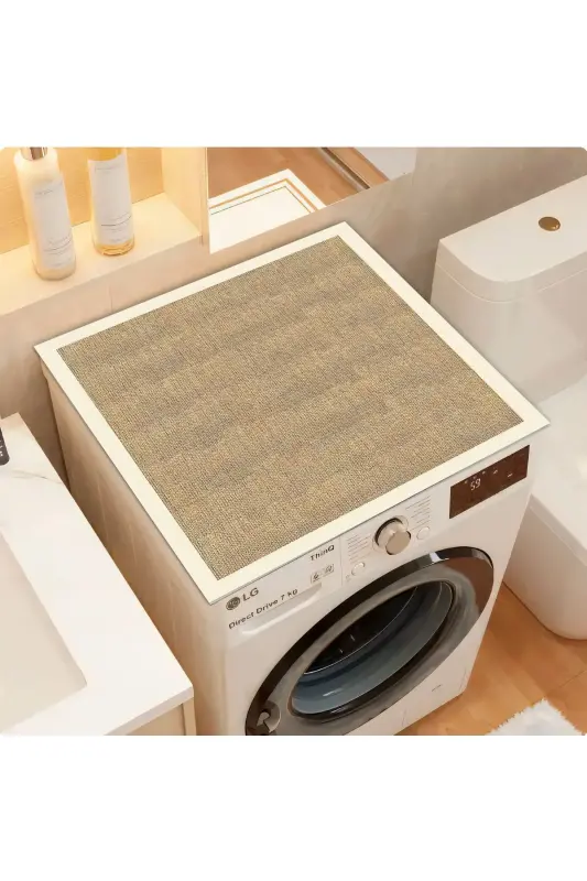 Çamaşır Makinesi Kurutma Makinesi Örtüsü Koruma Pedi Matı Kaymaz Yıkanabilir - Krem - 5