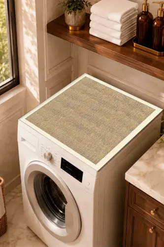 Çamaşır Makinesi Kurutma Makinesi Örtüsü Koruma Pedi Matı Kaymaz Yıkanabilir - Krem - GETCARPET (1)