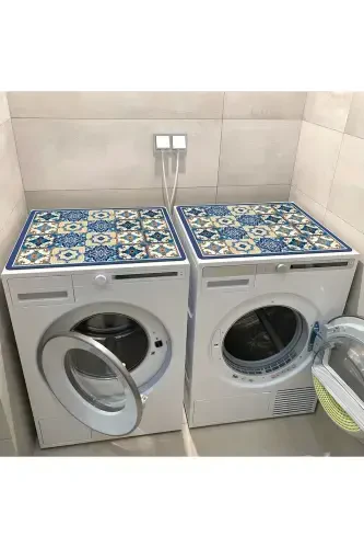 Çamaşır Makinesi Örtüsü Kurutmaşık Koruma Matı Sıvı Geçirmez Kaymaz Yıkanabilir Dsn-02-Desen - 3