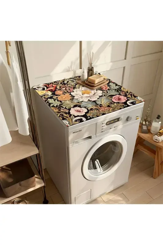 Çamaşır Makinesi Örtüsü Kurutmaşık Koruma Matı Sıvı Geçirmez Kaymaz Yıkanabilir Dsn-04-Desen - 2
