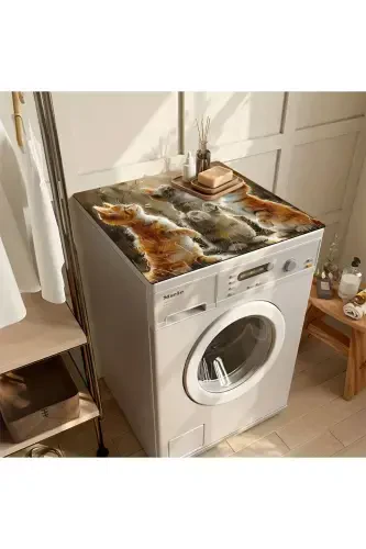 Çamaşır Makinesi Örtüsü Kurutmaşık Koruma Matı Sıvı Geçirmez Kaymaz Yıkanabilir Dsn-05-Desen - ELSE DEKOR (1)