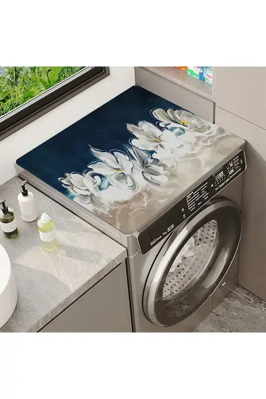 Çamaşır Makinesi Örtüsü Kurutmaşık Koruma Matı Sıvı Geçirmez Kaymaz Yıkanabilir Dsn-10-Desen - ELSE DEKOR