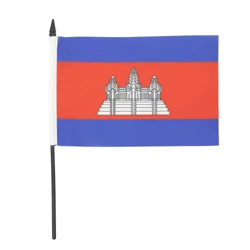 AZ FLAG Cambodia Table Flag 5'' x 8'' - Cambodian Desk Flag 21 x 14 cm. - Black plastic stick and base 