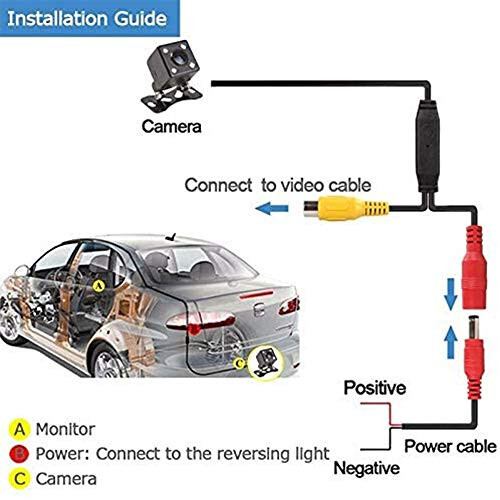 Camecho Vehicle Backup Camera Waterproof Car Rear View Camera 170° Wide Angle 12 LED Night Visions Backup Reversing Parking Cameras - 4